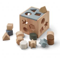 Cube à formes en bois Mark | Géométrie – Bleu multi mix