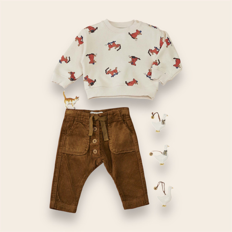 Sweat coton bio - Chien Skater avec pantalon assorti