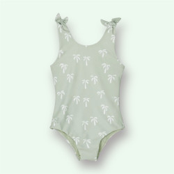 Maillot de face vert à palmiers blancs