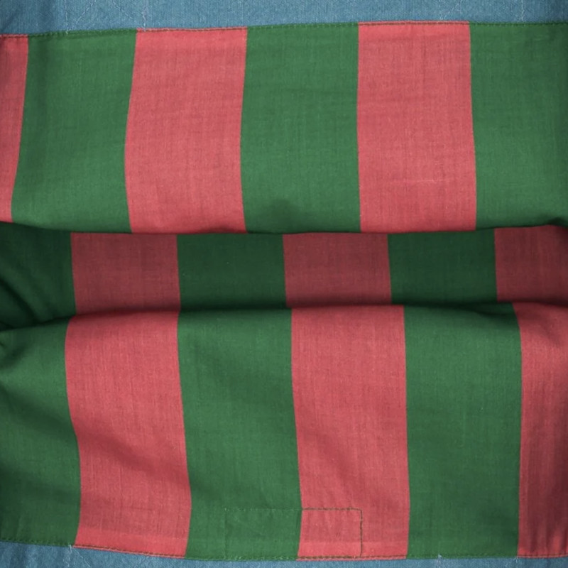 intérieur de sac banane, rayures vert et rouge
