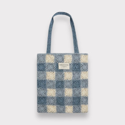Sac en crochet vichy bleu -...