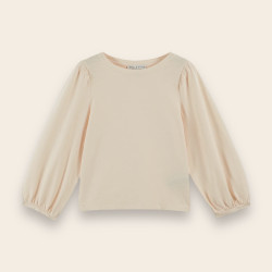 T-Shirt flammé fille coton bio crème