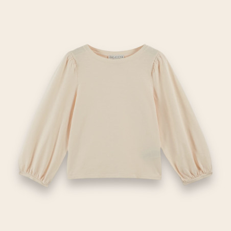 T-Shirt flammé fille coton bio crème T-Shirt flammé fille coton bio crème