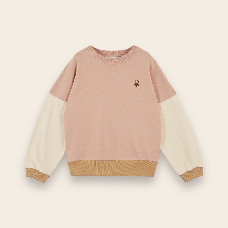 Sweat coton bio team tricolore poudre