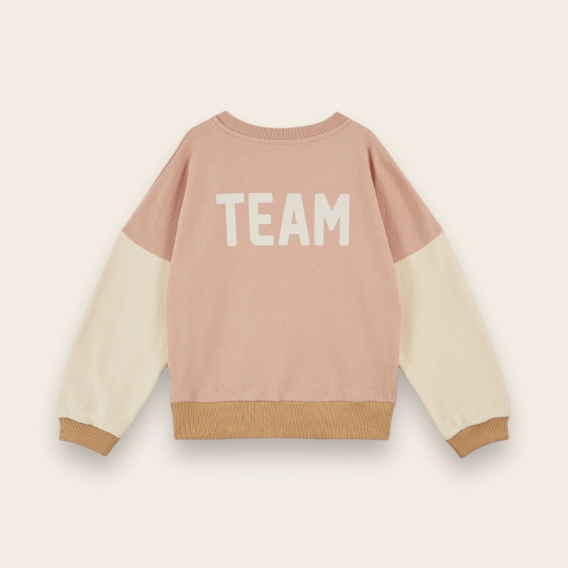Sweat coton bio team tricolore poudre