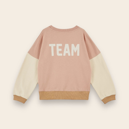 Sweat coton bio team tricolore poudre Sweat coton bio team tricolore poudre