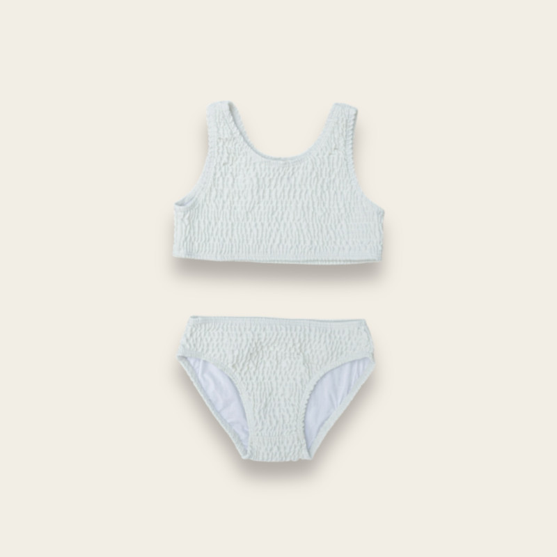 maillot deux pièces gaufré bleu blanc