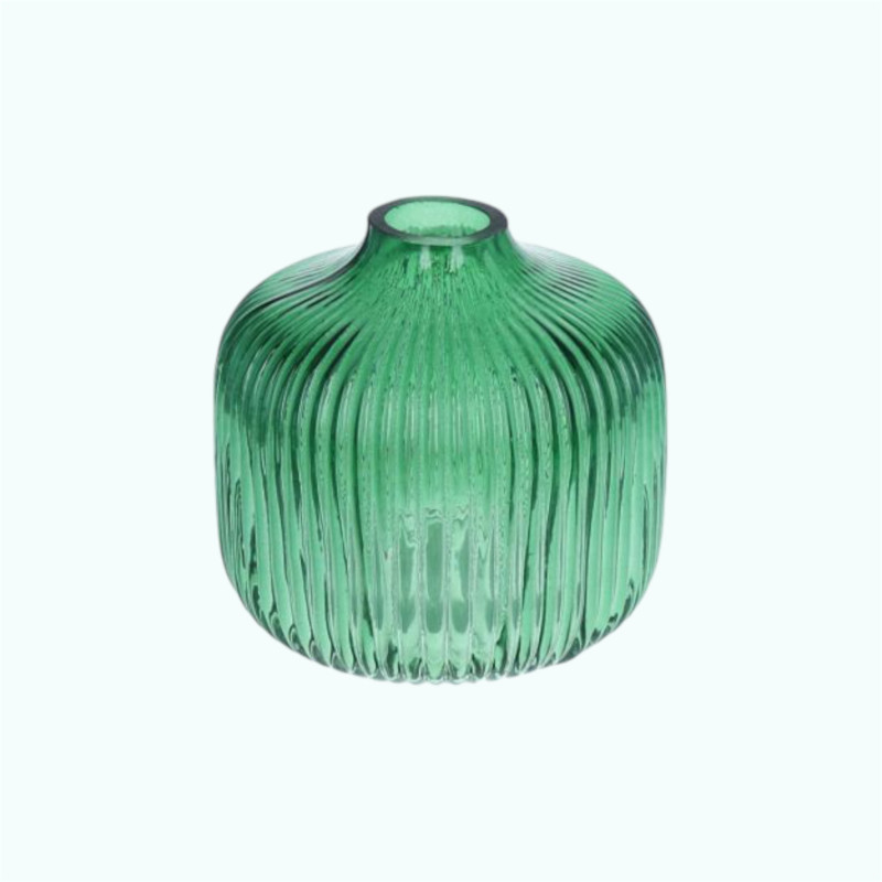 Petit vase strié en verre