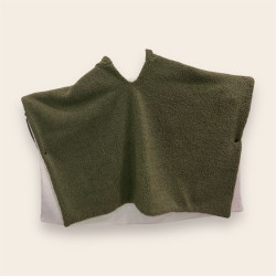 Poncho kaki extérieur et blanc intérieur