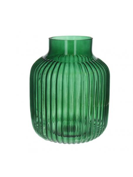 Grand vase strié vert