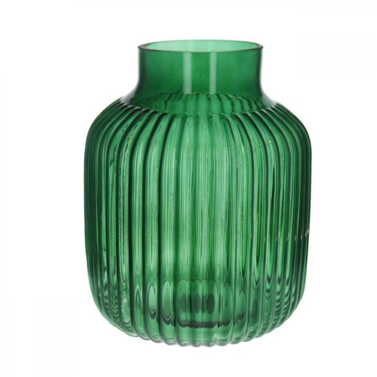 Grand vase strié vert