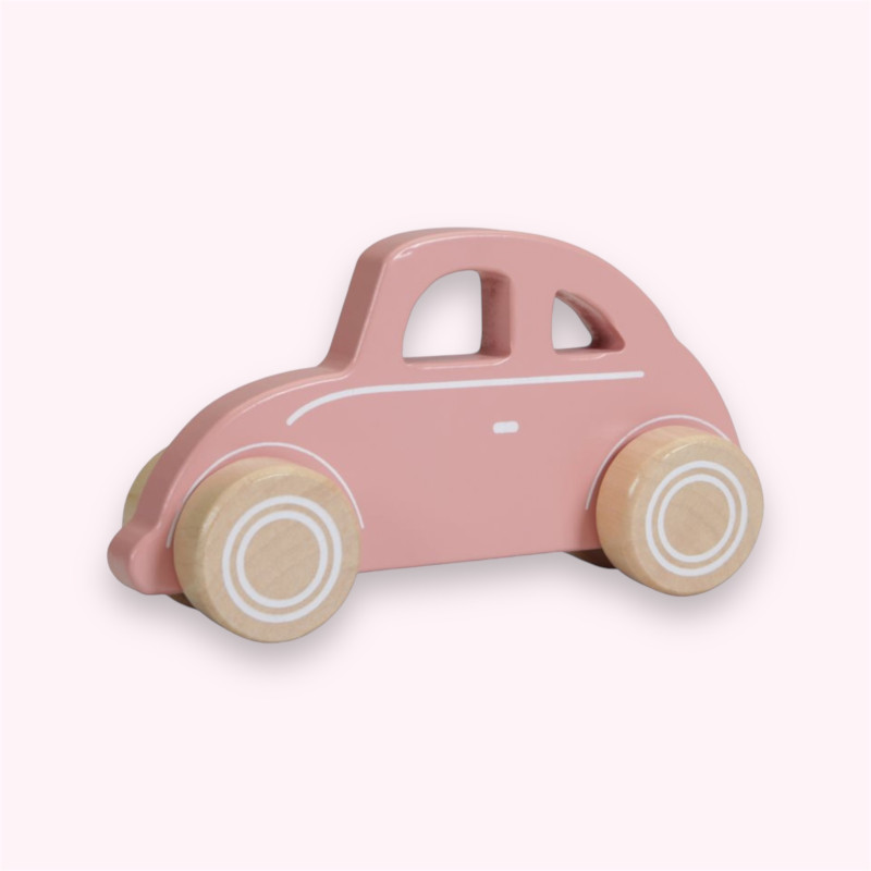 Voiture rose en bois