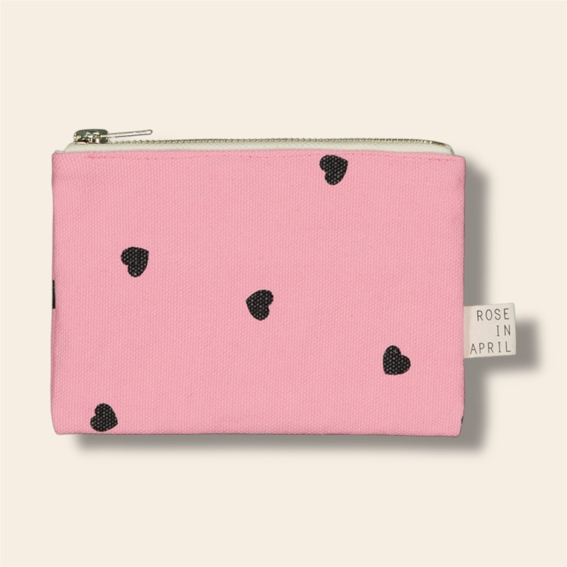 Porte monnaie Marie Rose et coeurs noirs