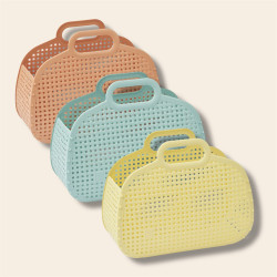 3 paniers de rangement Adeline - Rose, bleu et jaune