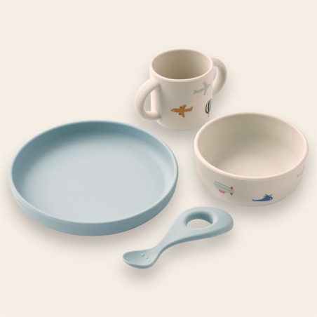 Set repas en silicone Vivi - Aviateur