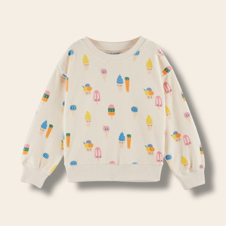 Sweat éponge glaces écru grande taille