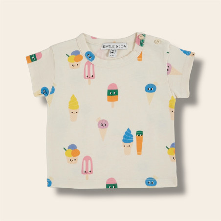 T-shirt coton bio glaces écru petite taille