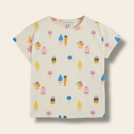T-shirt coton bio glaces écru grande taille