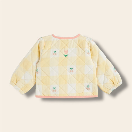 Veste matelassée vichy jaune de dos Veste matelassée vichy jaune de dos