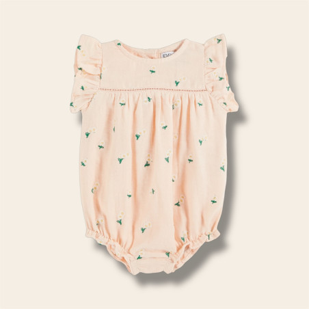 Combibloomer brodé à fleurs rose pastel de face Combibloomer brodé à fleurs rose pastel de face