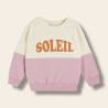 Sweat coton bio soleil bicolore lilas et écru de face Sweat coton bio soleil bicolore lilas et écru de face