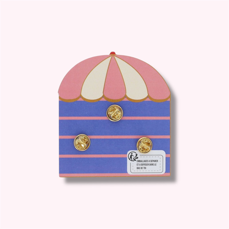 Lot de 3 pin's coquillage crabe et poisson - Trouville de dos