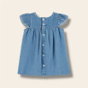 Robe bébé brodée denim clair de dos Robe bébé brodée denim clair de dos