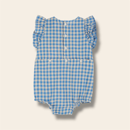 Combibloomer brodé vichy bleu de dos Combibloomer brodé vichy bleu de dos