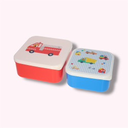 Lot de 2 boîtes à goûter véhicules et chiens - Croquette