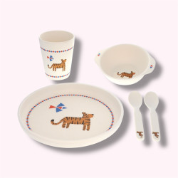 set de vaisselle en mélamine tigre Le Petit Souk enfant