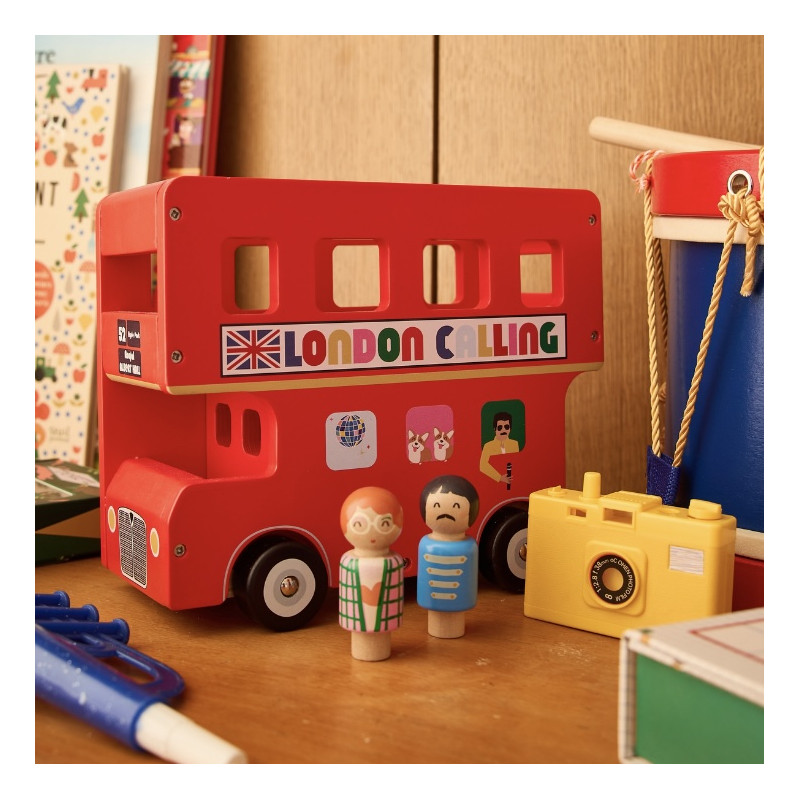 Bus de Londres et ses chanteurs jouet en bois Le Petit Souk pour enfant