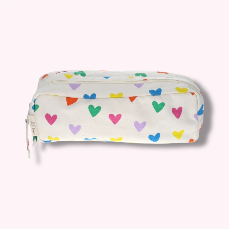 Trousse double zip - Multicœurs