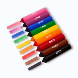 9 feutres : rose, violet, bleu, vert, jaune, orange, rouge, marron et noir