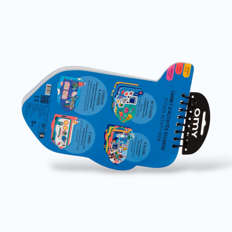 Carnet d’activités stickers Vroom OMY pour enfants