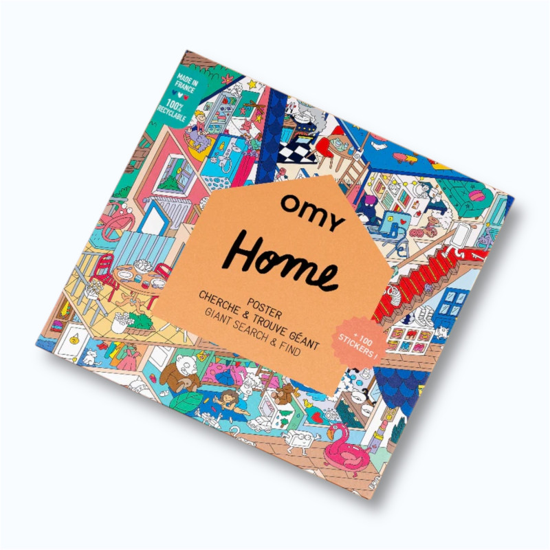 Poster à colorier Cherche et trouve Home OMY pour enfants