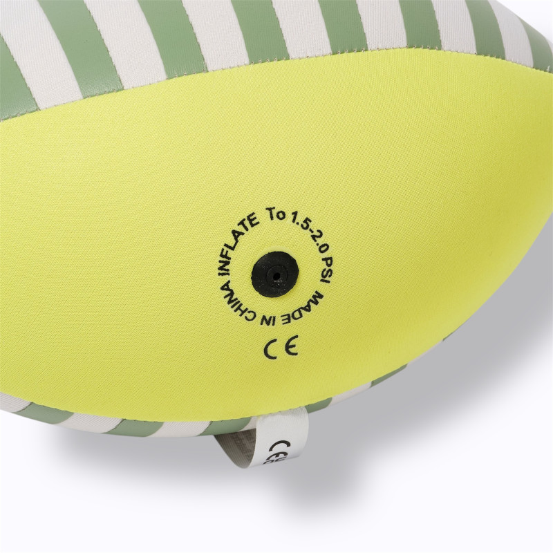 Ballon de football américain jaune, vert rayé blanc