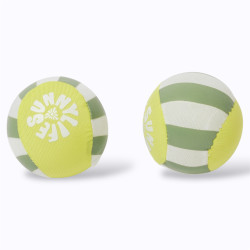 balles jaunes, rayées verte et blanches