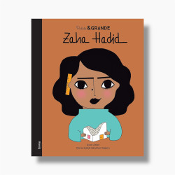 livre orange avec zaha Hadid en dessin