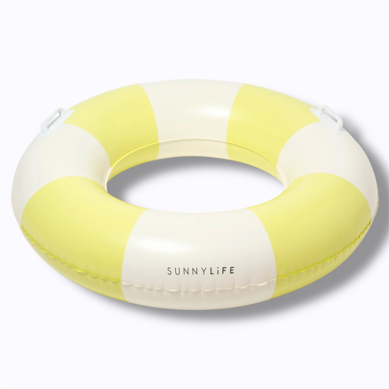 Bouée Slim Tube Citrus Sunnylife enfant piscine rayée jaune
