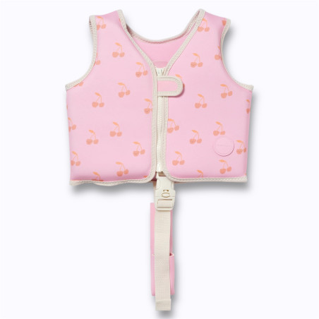 gilet rose à motifs cerises gilet rose à motifs cerises