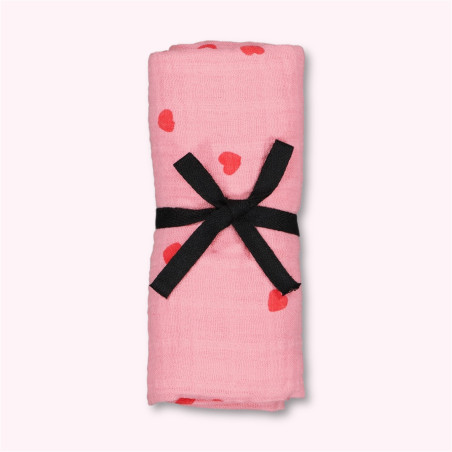 Lange bébé motif rose et coeur rose Lange bébé motif rose et coeur rose