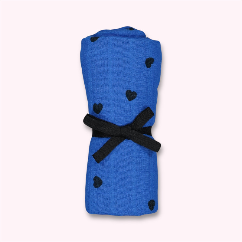 lange bleu grecque à coeurs noirs