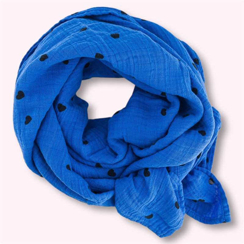 lange bleu grecque à coeurs noirs