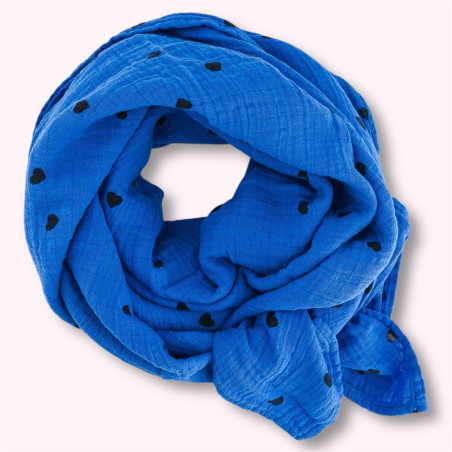 lange bleu grecque à coeurs noirs lange bleu grecque à coeurs noirs