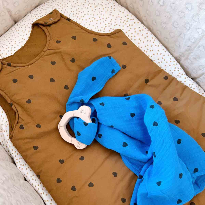 lange bleu grecque à coeurs noirs en doudou