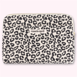 Housse d'ordinateur motif léopard noir et blanc