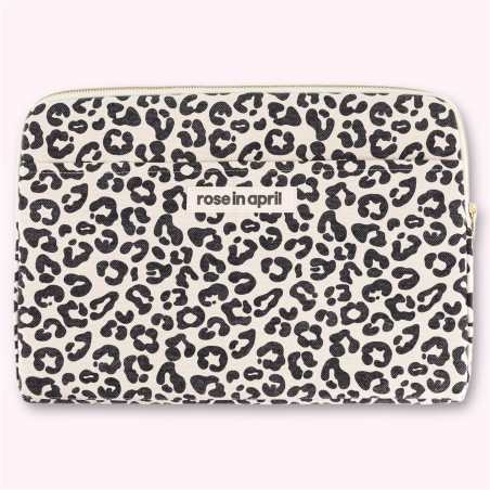 Housse d'ordinateur motif léopard noir et blanc Housse d'ordinateur motif léopard noir et blanc