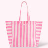 Grand sac cabas à rayures rose fluo et blanc Grand sac cabas à rayures rose fluo et blanc