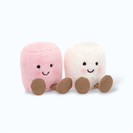 Duo de peluches Marshmallows rose et blanc Duo de peluches Marshmallows rose et blanc