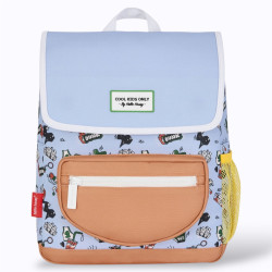 sac à dos bleu clair à motif fun et sportif